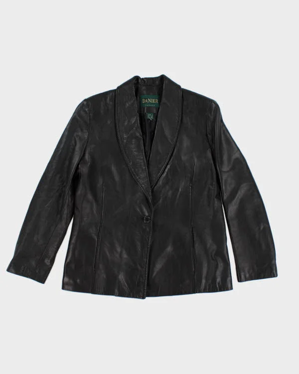 Danier Black Leather Blazer Jacket - M Fitted Jacket Loose Jacket Oversized Jacket