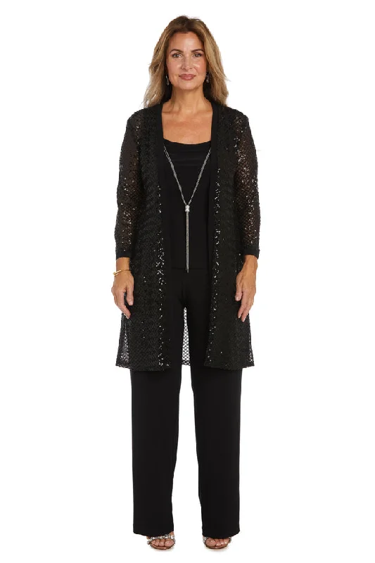 R&M Richards 2450 Formal Sequin Jacket Pant Suit Set Cozy Jogger Leggings