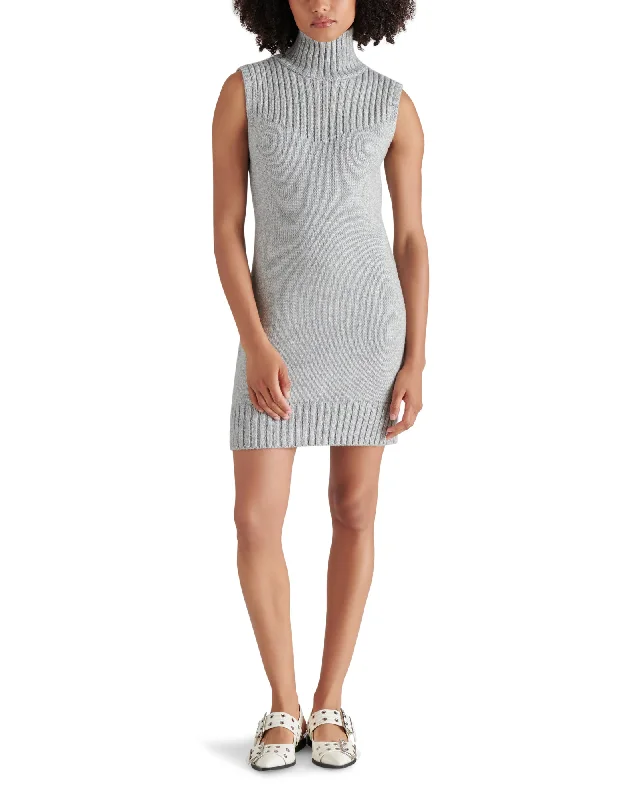 KARISSA SWEATER DRESS GREY Notch Collar Peter Pan Collar Cowl Neck