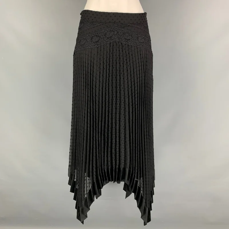 ZIMMERMANN Size 2 Black Viscose Polyester Dots Asymmetrical Skirt patchwork skirt art ZIMMERMANN Size 2 Black Viscose Polyester Dots Asymmetrical Skirt patchwork skirt art