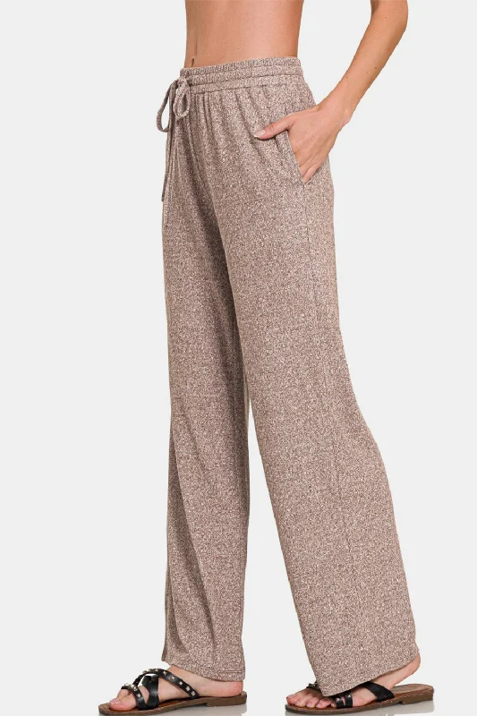 Hazel Blues® |  Zenana Drawstring Wide Leg Pants with Side Pockets Relaxed Linen Pants
