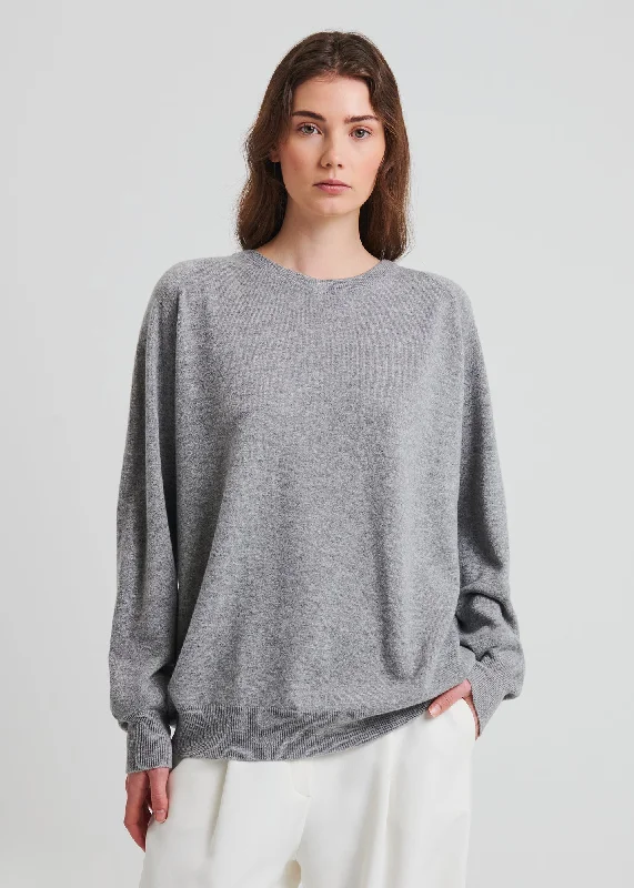 Cashmere Oversized Crewneck Sweater Cashmere Blend Cotton Blend Poly Blend