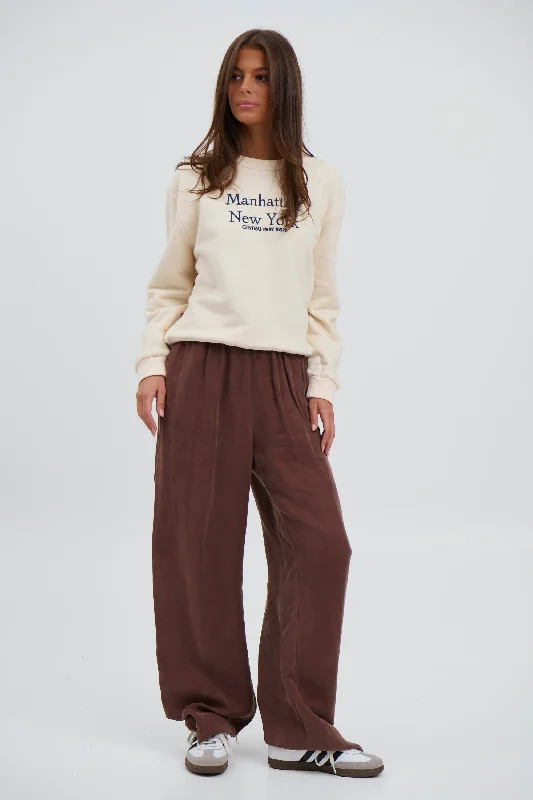 Lenni Pant Chocolate Comfortable Pleated Pants