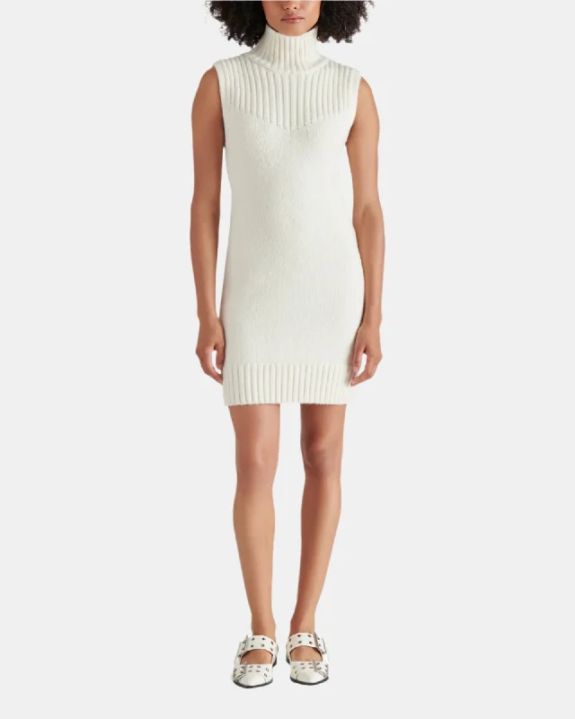 KARISSA SWEATER DRESS NATURAL Mesh Blend Leather Blend Suede Blend