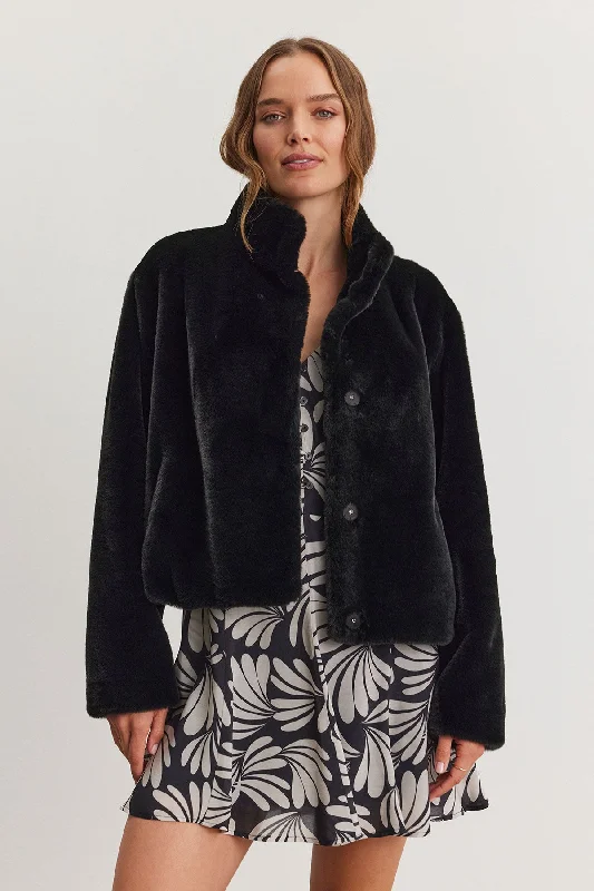 SHEENA LUXE FAUX FUR JACKET Satin Jacket Silk Jacket Chiffon Jacket