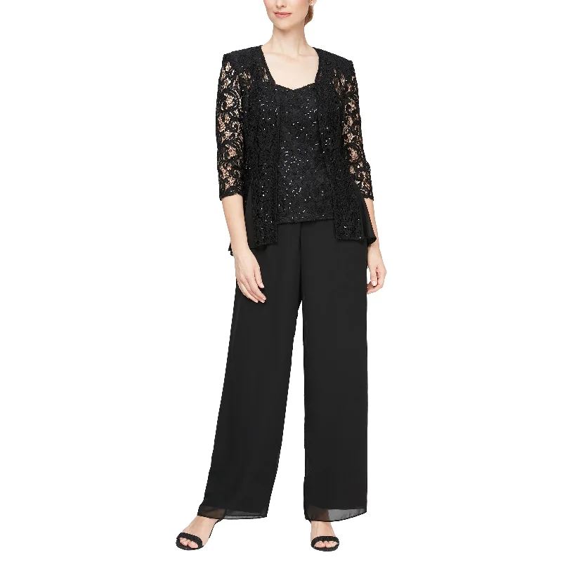 Alex Evenings 81122538 Long Sleeveless Three Piece Set Jacket Pant Suit Fashionable Work Pants