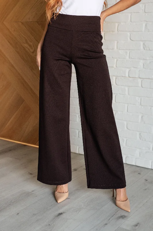 Hazel Blues® |  Magic Wide Leg Pants in Chocolate Casual Drawstring Pants