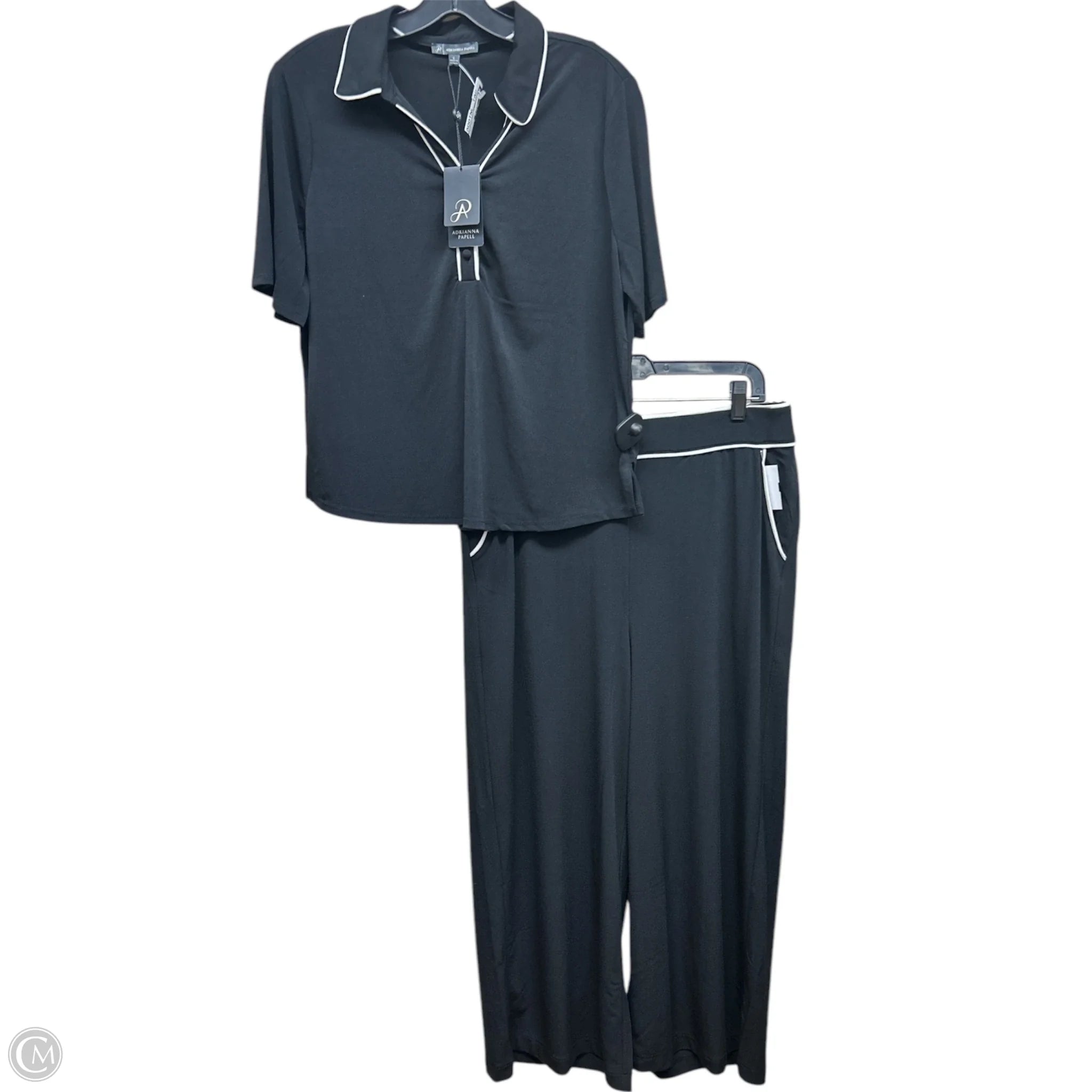 Pants Set 2pc By Adrianna Papell In Black, Size: L Wide-Legged Palazzos