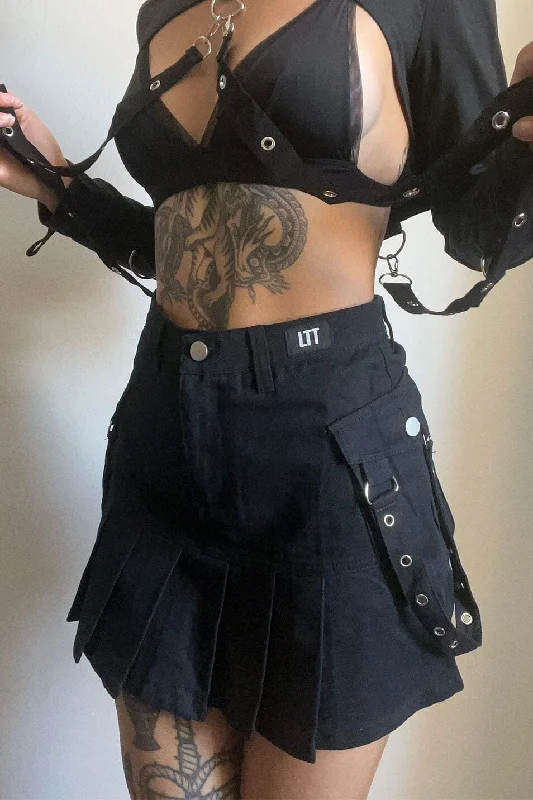 Black Cargo Skirt flowy skirt hem