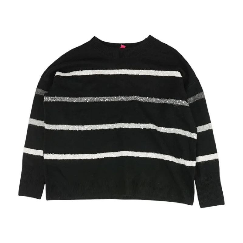 Black Striped Crewneck Sweater Casual Formal Business