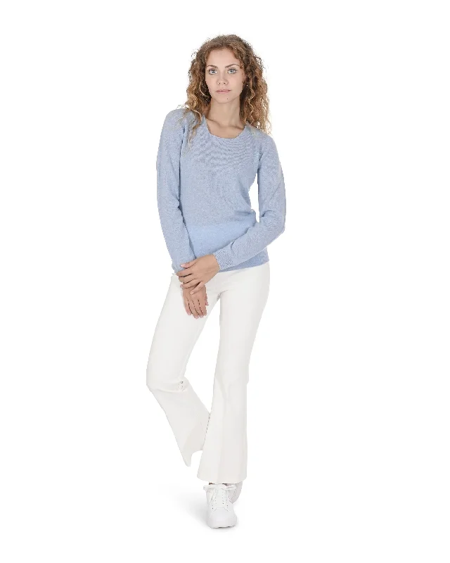 Crown of Edinburgh Cashmere Womens Square Neck Sweater COE 0024 LIGHT BLUE Satin Blend Silk Blend Wool Blend Crown of Edinburgh Cashmere Womens Square Neck Sweater COE 0024 LIGHT BLUE Satin Blend Silk Blend Wool Blend