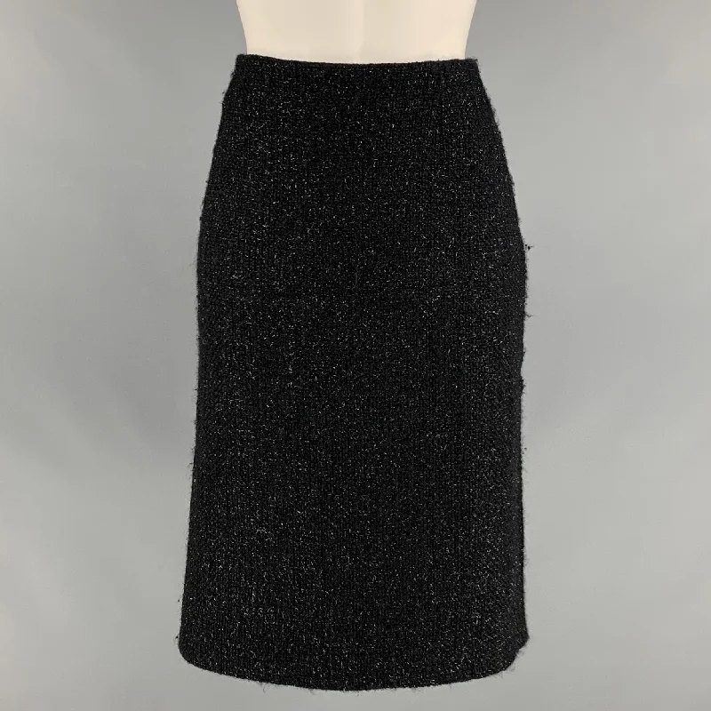 GUNEX Size 8 Black Shiny A-Line Skirt modal blend skirt