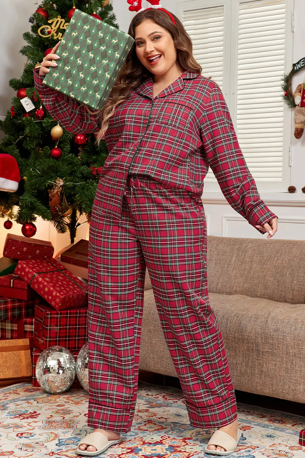Hazel Blues® | Plaid Collared Neck Top and Pants Lounge Set Fashionable Tapered Leg Pants Hazel Blues® | Plaid Collared Neck Top and Pants Lounge Set Fashionable Tapered Leg Pants