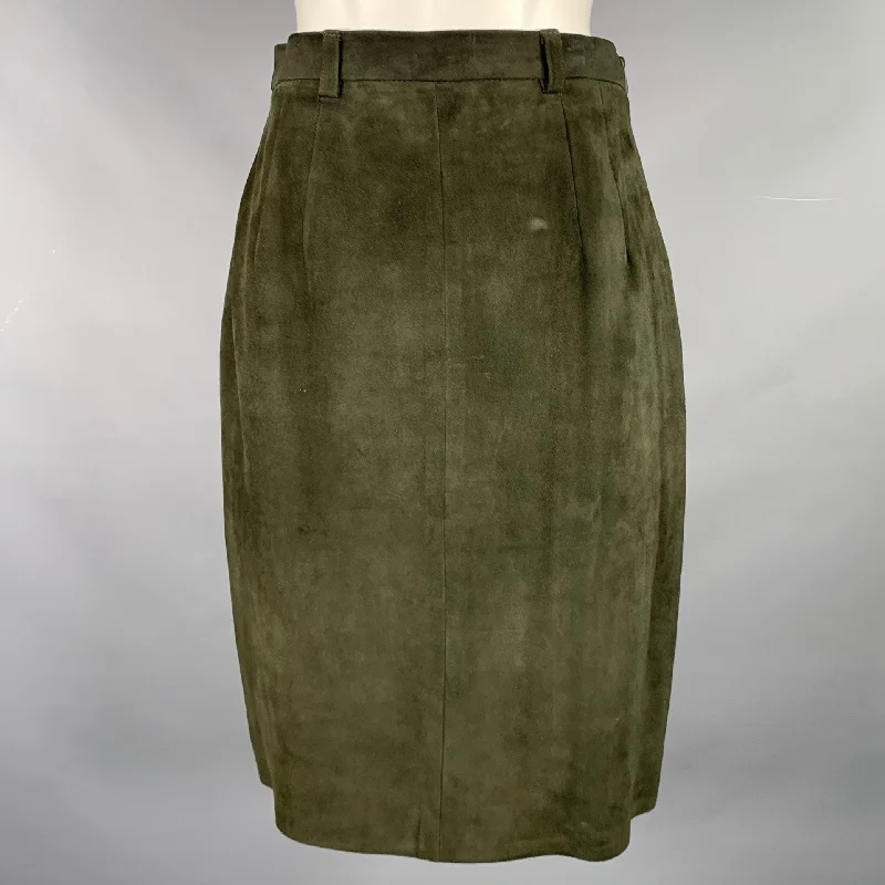 RALPH LAUREN Size 8 Green Suede Pencil Below Knee Skirt tulle skirt dreamy