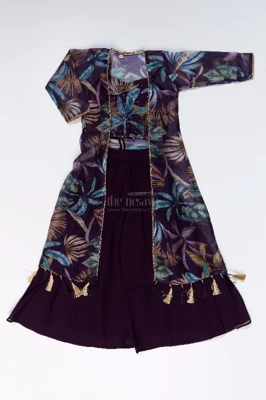 Girls Plazo with Top Dress in Floral Digital Print with Stylish Embroidered Jacket Herringbone Jacket Houndstooth Jacket Plaid Jacket Girls Plazo with Top Dress in Floral Digital Print with Stylish Embroidered Jacket Herringbone Jacket Houndstooth Jacket Plaid Jacket