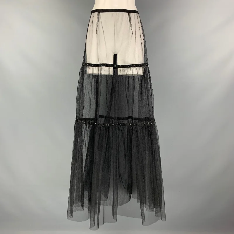MARC JACOBS Size M Black Tulle See Through Maxi Skirt satin skirt smooth