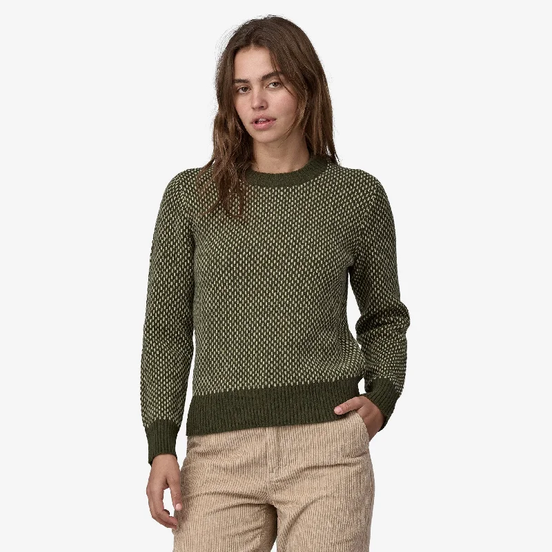 Women's Recycled Wool-Blend Crewneck Sweater Layered Multi-layer Single Layer