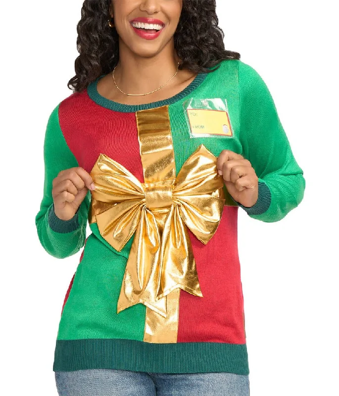 Women's Christmas Present Ugly Christmas Sweater Boxy Sweater Fitted Sweater A-Line