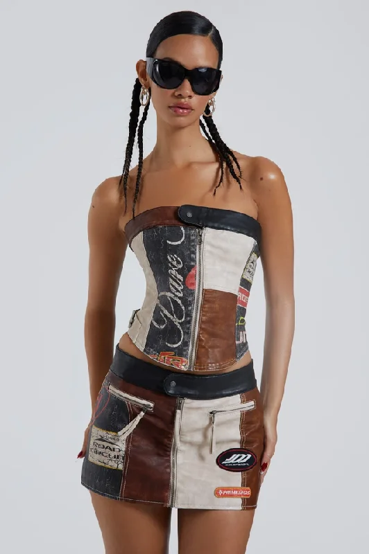 Daytona Vegan Leather Top + Skirt Set velvet skirt glossy