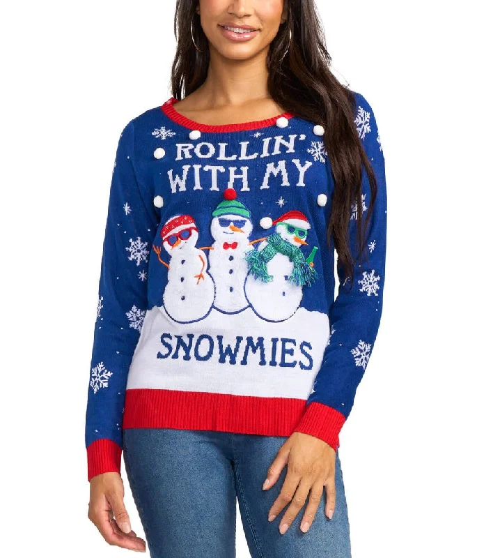 Women's Rollin' With My Snowmies Ugly Christmas Sweater Mesh Blend Leather Blend Suede Blend Women's Rollin' With My Snowmies Ugly Christmas Sweater Mesh Blend Leather Blend Suede Blend