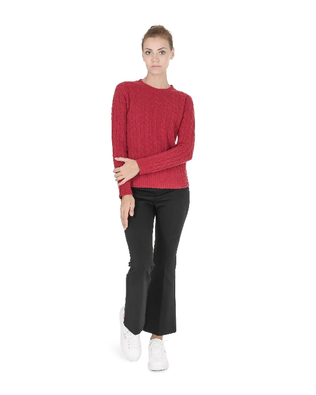 Crown of Edinburgh Cashmere Womens Round Neck Sweater COE 0033 RED Transparent Opaque Sheer Crown of Edinburgh Cashmere Womens Round Neck Sweater COE 0033 RED Transparent Opaque Sheer