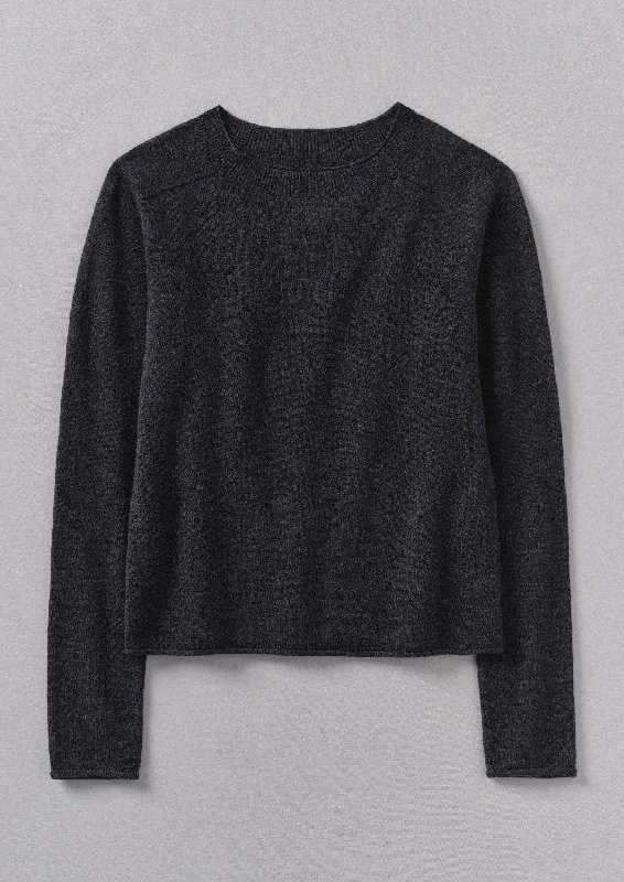 Wool Cashmere Neat Sweater | Charcoal Knit Fabric Woven Fabric Fleece Fabric