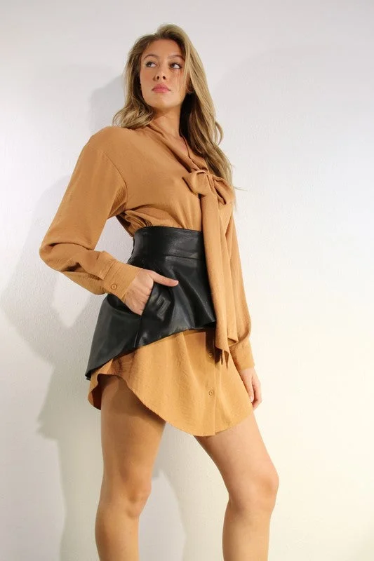 Paris Faux Leather Skirt/Belt asymmetrical skirt cut