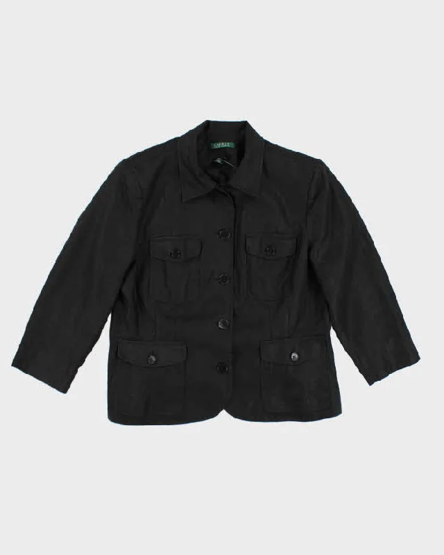 Ralph Lauren Black Linen Blazer Style Jacket - M Insulated Jacket Fitted Jacket Loose Jacket Ralph Lauren Black Linen Blazer Style Jacket - M Insulated Jacket Fitted Jacket Loose Jacket