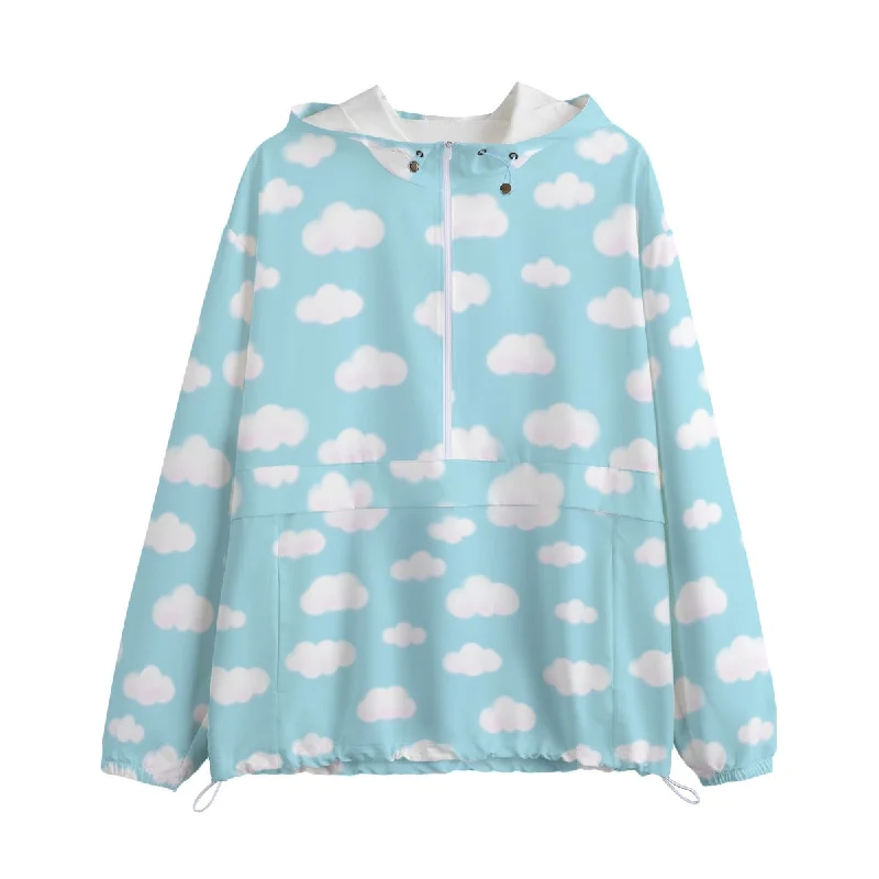 Dreamy Clouds Unisex Half-Zip Anorak Jacket (Sky Blue) Notch Collar Peter Pan Collar Cowl Neck Dreamy Clouds Unisex Half-Zip Anorak Jacket (Sky Blue) Notch Collar Peter Pan Collar Cowl Neck