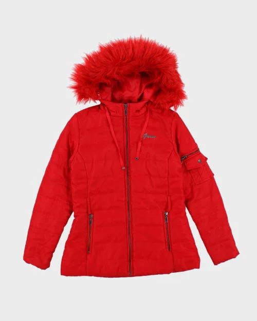 Vintage Women's Guess Quilted Hooded Jacket - XS Chenille Fabric Brocade Fabric Lace Fabric Vintage Women's Guess Quilted Hooded Jacket - XS Chenille Fabric Brocade Fabric Lace Fabric