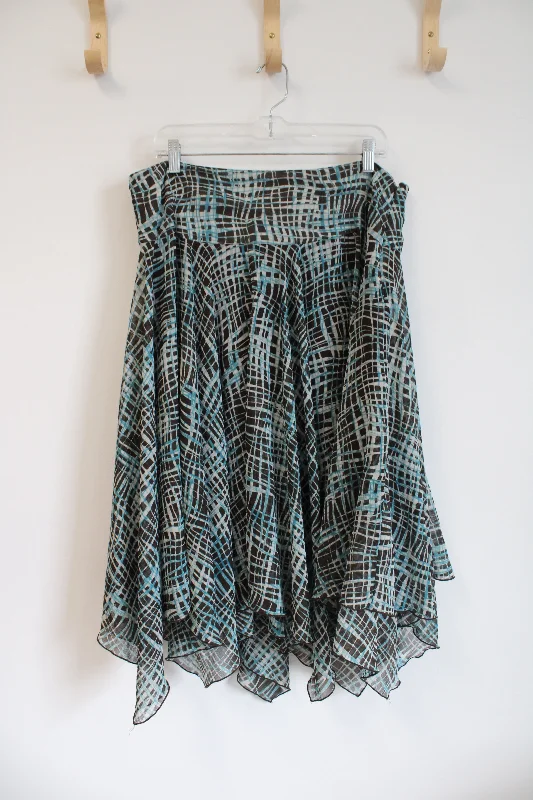 Nine West Brown and Blue Layered Skirt | 16 cashmere skirt soft