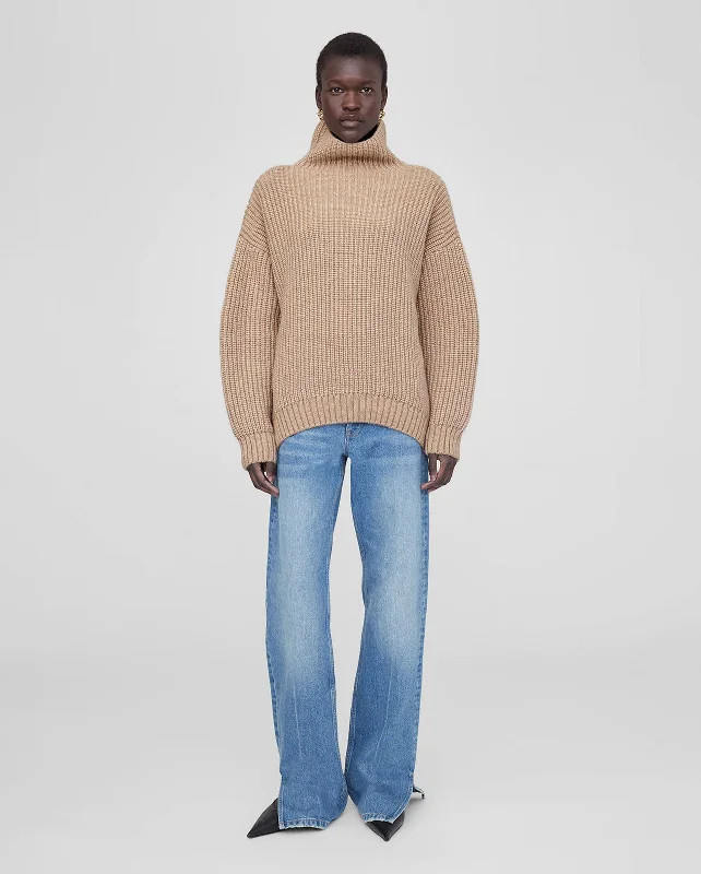 SYDNEY SWEATER / CAMEL Notch Collar Peter Pan Collar Cowl Neck