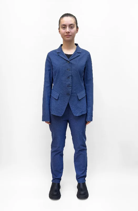 BLACK LABEL Fitted Flap Pocket Jacket in Small Navy Check Jersey Jacket Tulle Jacket Batik Jacket BLACK LABEL Fitted Flap Pocket Jacket in Small Navy Check Jersey Jacket Tulle Jacket Batik Jacket