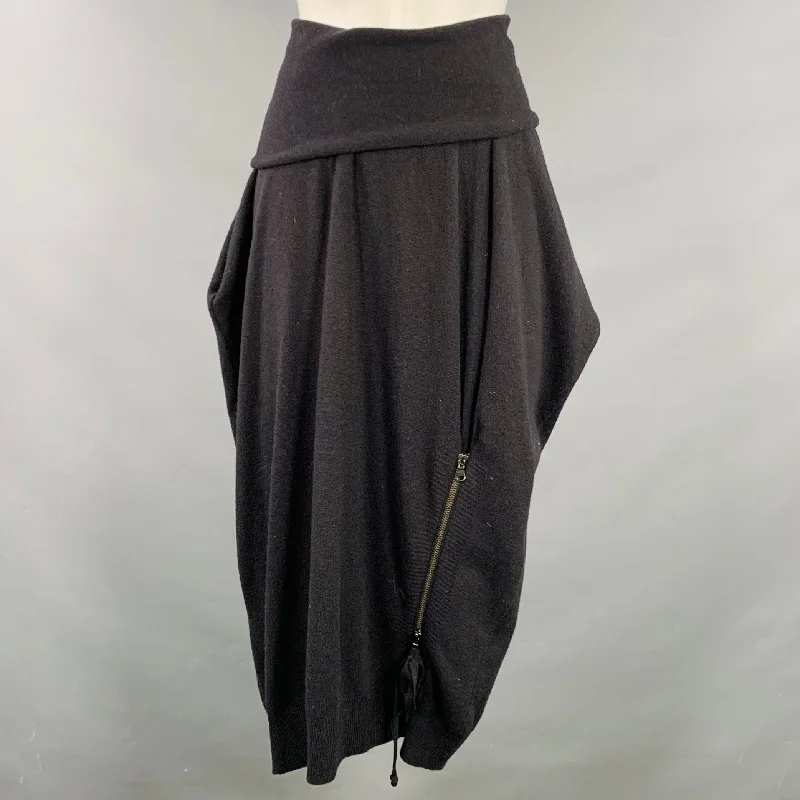 PETER O MAHLER Size M Black Asymmetrical Skirt leather skirt bold