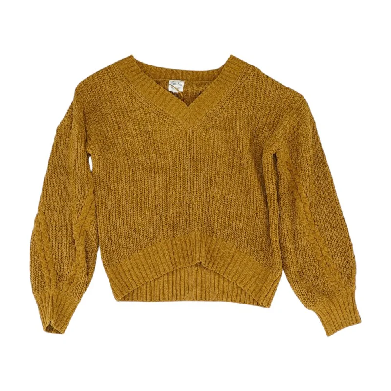Brown Solid V-Neck Sweater Sweater Knitwear Pullover