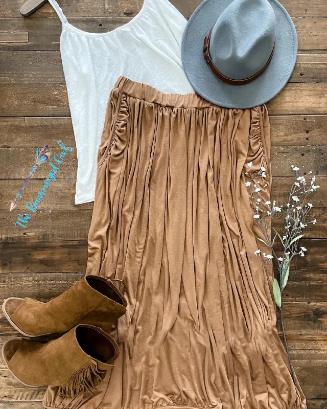 Brenna Pleated Boho Skirt linen skirt breathable