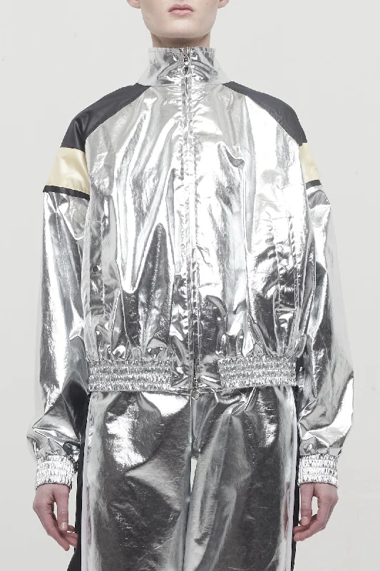 Rabanne Silver Jogger Jacket Notch Collar Jacket Peter Pan Collar Jacket Cowl Neck Jacket Rabanne Silver Jogger Jacket Notch Collar Jacket Peter Pan Collar Jacket Cowl Neck Jacket