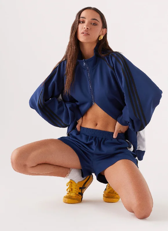 Feel The Rush Track Jacket - Vintage Blue Belted Jacket Elasticated Jacket Padded Jacket Feel The Rush Track Jacket - Vintage Blue Belted Jacket Elasticated Jacket Padded Jacket