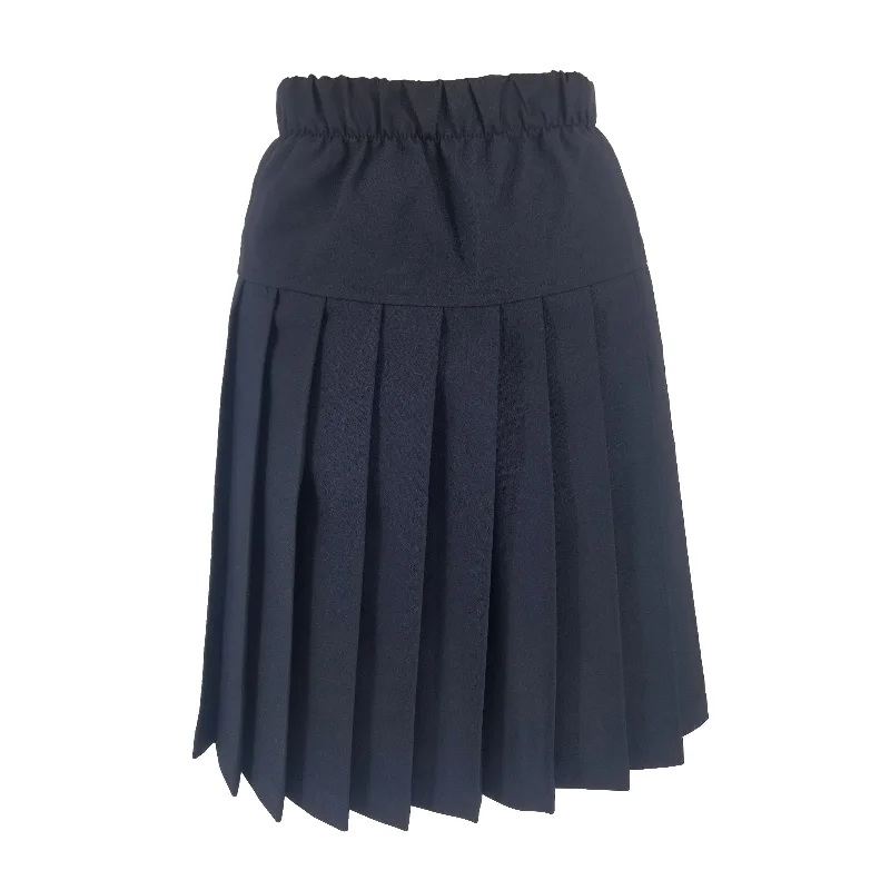 Yoke Skirt Navy Poly flowy skirt hem