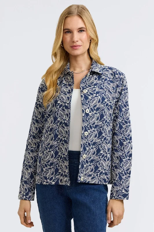 Navy Floral Allover Eyelet