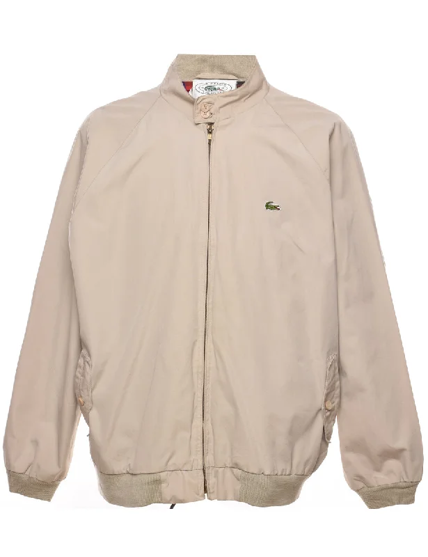 Izod Lacoste Beige Zip-Front Harrington Jacket - XL Appliqued Jacket Beaded Jacket Sequined Jacket Izod Lacoste Beige Zip-Front Harrington Jacket - XL Appliqued Jacket Beaded Jacket Sequined Jacket