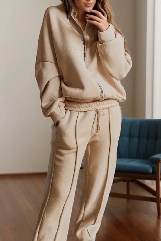 Hazel Blues® |  Zip Up Long Sleeve Top and Pants Set Comfortable Denim Pants
