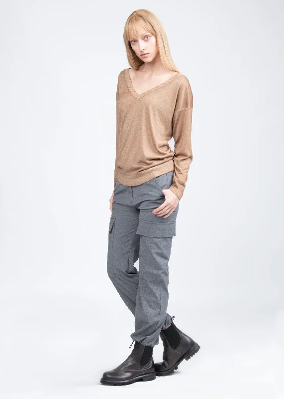CAULETTE V-NECK SWEATER Front Pockets Side Pockets Patch Pockets