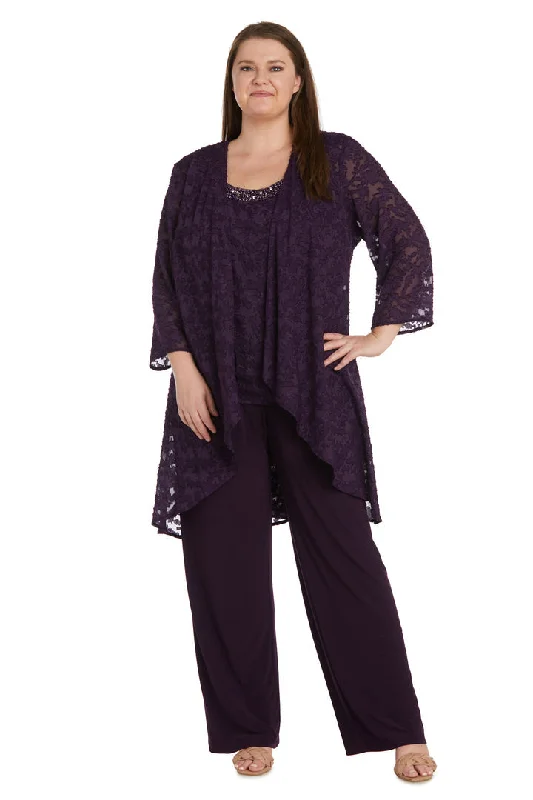 R&M Richards 1216W Plus Size Formal Jacket Pant Suit Casual Plaid Pants