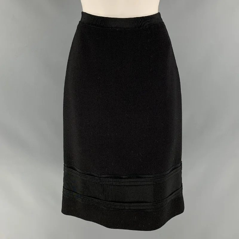 PRADA Size 6 Black Wool Pencil Knee-Length Skirt leather skirt bold