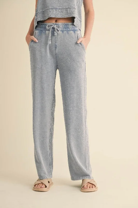 Mineral Wash Pants Trendy Tapered Pants