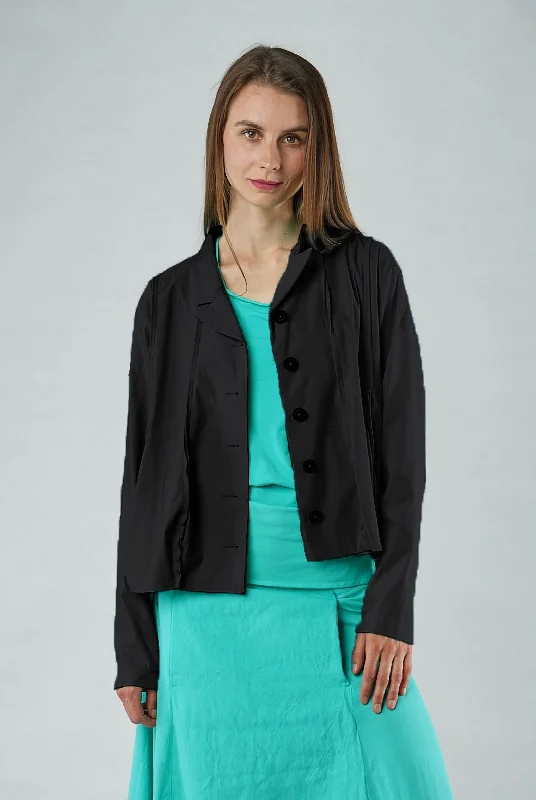 BLACK LABEL Short Jacket with Seam Panelling in Black Knit Jacket Woven Jacket Fleece Jacket BLACK LABEL Short Jacket with Seam Panelling in Black Knit Jacket Woven Jacket Fleece Jacket