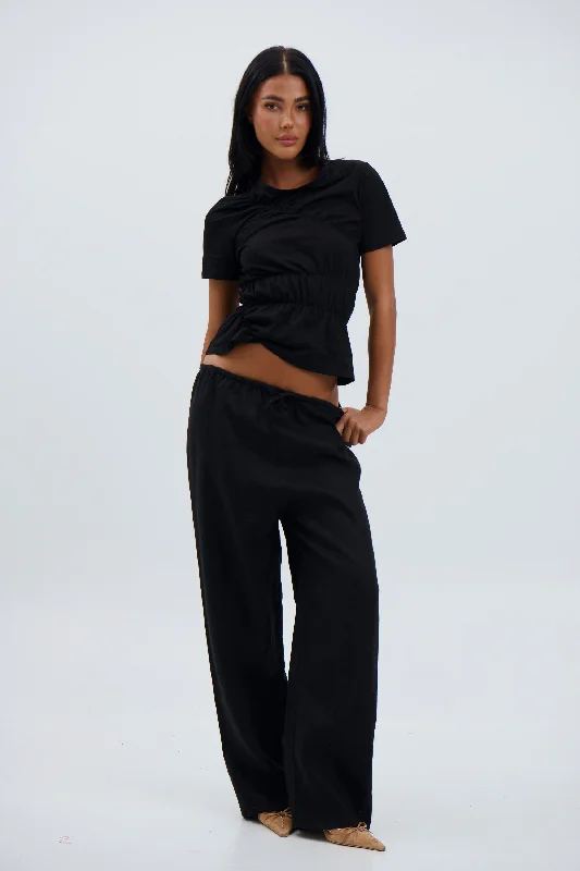 Tasha Pant Black Relaxed Lounge Trousers