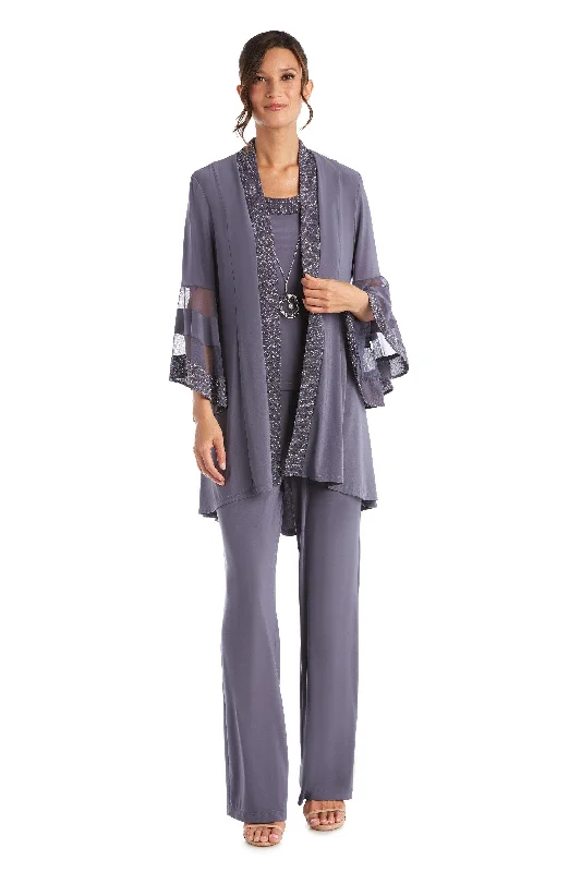R&M Richards 7241 Formal Duster Jacket Pant Set Classic Cropped Pants
