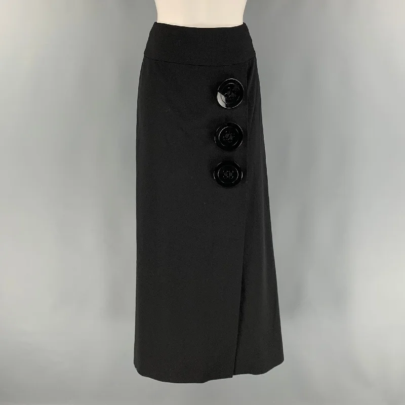 DOLCE & GABBANA Size 6 Black Virgin Wool Lycra Pencil Mid-Calf Skirt chiffon skirt floaty